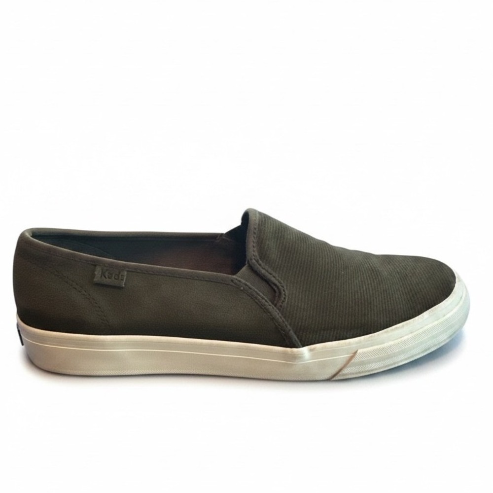 Keds Slip On Sneakers 8 Olive Green Corduroy Suede Dream Foam Casual Minimalist